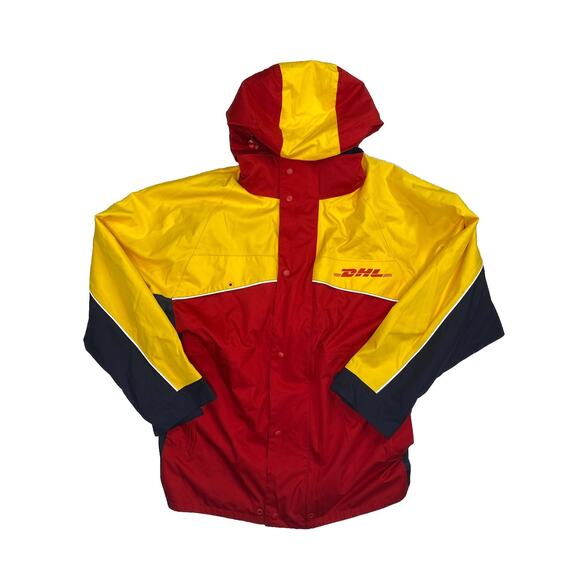 DHL Workwear Reflective Jacket Coat Windbreaker Zip 2XL Waterproof VTG 2005 - Picture 1 of 7